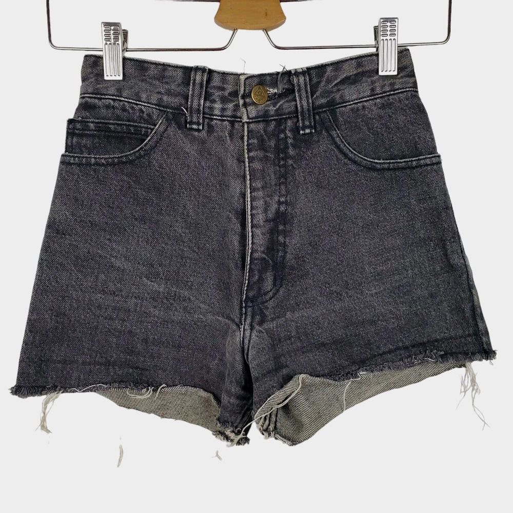 Vtg Guess George Marciano Black Cut Off High Rise Shorts Sz 26 USA Made